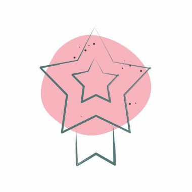 Simge Başarı. Çevrimiçi Oyun sembolüyle ilgili. Renkli Leke Biçimi. Basit tasarım çizimi