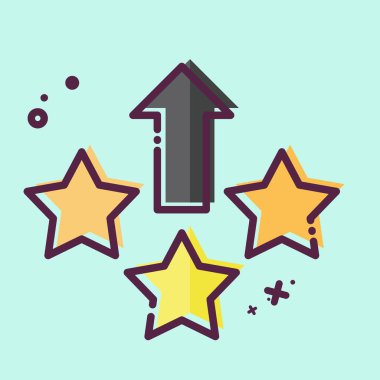 Simge Seviyesi Yükseldi. Çevrimiçi Oyun sembolüyle ilgili. MBE tarzı. Basit tasarım çizimi