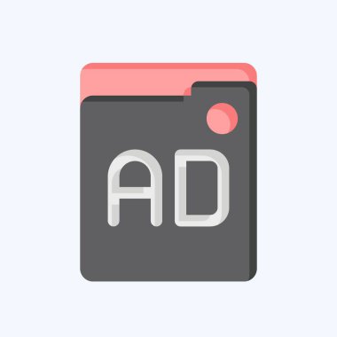 Simge reklamları. Çevrimiçi Oyun sembolüyle ilgili. Düz stil. Basit tasarım çizimi