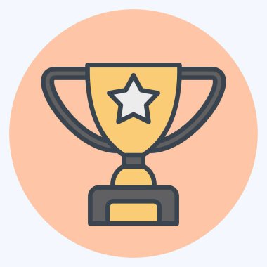 Simge ödülü. Çevrimiçi Oyun sembolüyle ilgili. renk arkadaşı stili. Basit tasarım çizimi