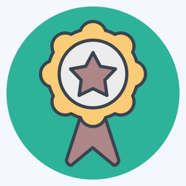 Simge Rütbesi. Çevrimiçi Oyun sembolüyle ilgili. renk arkadaşı stili. Basit tasarım çizimi