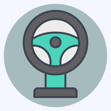 İkon Yarışı. Çevrimiçi Oyun sembolüyle ilgili. renk arkadaşı stili. Basit tasarım çizimi