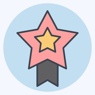 Simge Başarı. Çevrimiçi Oyun sembolüyle ilgili. renk arkadaşı stili. Basit tasarım çizimi