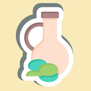 Yapıştırıcı zeytinyağı. Sağlıklı gıda sembolüyle ilgili. Basit tasarım çizimi