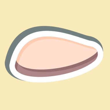 Çıkartmalı Tavuk göğsü. Sağlıklı gıda sembolüyle ilgili. Basit tasarım çizimi