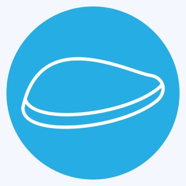 İkon Tavuk göğsü. Sağlıklı gıda sembolüyle ilgili. Mavi gözlü. Basit tasarım çizimi