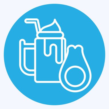 Simge Avokado. Sağlıklı gıda sembolüyle ilgili. Mavi gözlü. Basit tasarım çizimi