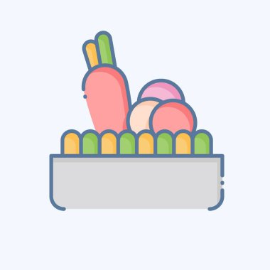 Simge salatası. Sağlıklı gıda sembolüyle ilgili. Karalama stili. Basit tasarım çizimi