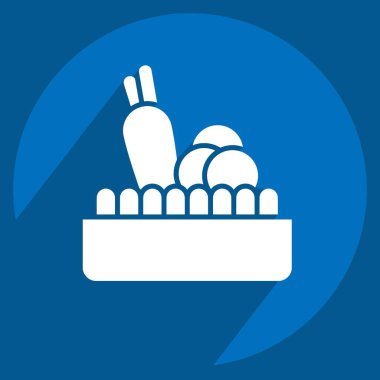 Simge salatası. Sağlıklı gıda sembolüyle ilgili. Uzun gölge tarzı. Basit tasarım çizimi