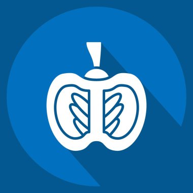 İkon Balkabağı. Sağlıklı gıda sembolüyle ilgili. Uzun gölge tarzı. Basit tasarım çizimi