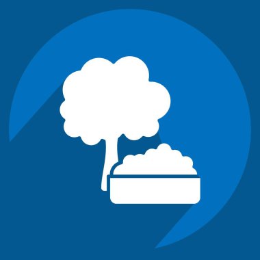 Brokoli ikonu. Sağlıklı gıda sembolüyle ilgili. Uzun gölge tarzı. Basit tasarım çizimi