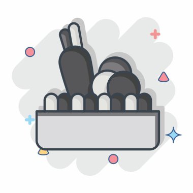 Simge salatası. Sağlıklı gıda sembolüyle ilgili. Çizgi roman. Basit tasarım çizimi