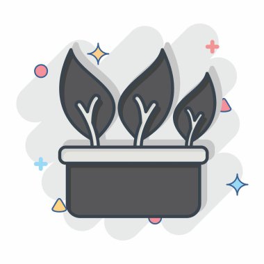 Icon Çin Kale Yaprağı. Sağlıklı gıda sembolüyle ilgili. Çizgi roman. Basit tasarım çizimi