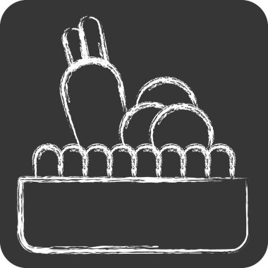 Simge salatası. Sağlıklı gıda sembolüyle ilgili. Tebeşir stili. Basit tasarım çizimi