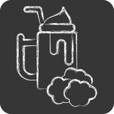 İkon ahududu. Sağlıklı gıda sembolüyle ilgili. Tebeşir stili. Basit tasarım çizimi