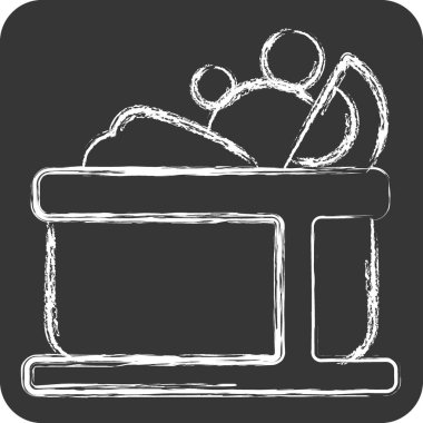 Icon Meyve Salatası. Sağlıklı gıda sembolüyle ilgili. Tebeşir stili. Basit tasarım çizimi