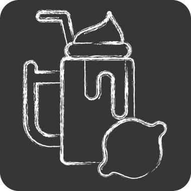 Icon Lemon. Sağlıklı gıda sembolüyle ilgili. Tebeşir stili. Basit tasarım çizimi