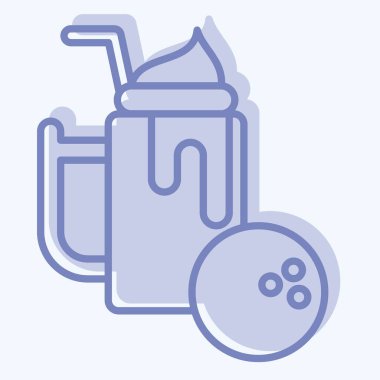 İkon Besleyici içecek. Sağlıklı gıda sembolüyle ilgili. İki ton stili. Basit tasarım çizimi