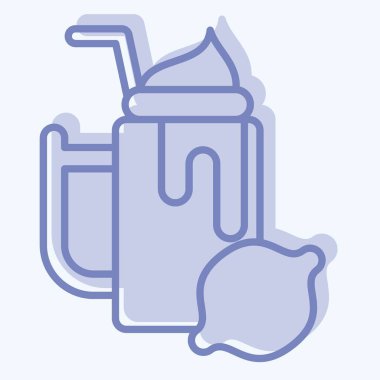 Icon Lemon. Sağlıklı gıda sembolüyle ilgili. İki ton stili. Basit tasarım çizimi