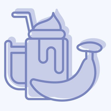 İkon Muzlu Smothie. Sağlıklı gıda sembolüyle ilgili. İki ton stili. Basit tasarım çizimi