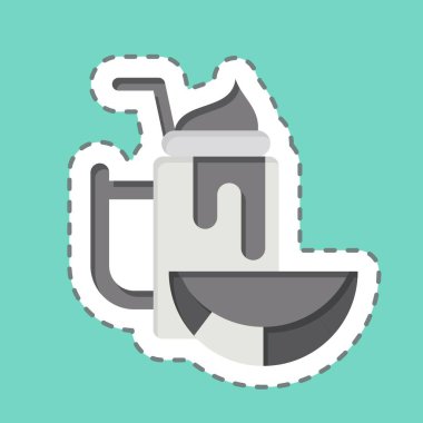 Çıkartma çizgisi karpuzu kesti. Sağlıklı gıda sembolüyle ilgili. Basit tasarım çizimi