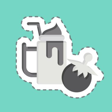 Çıkartma çizgisi domatesi kesti. Sağlıklı gıda sembolüyle ilgili. Basit tasarım çizimi