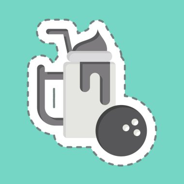 Çıkartma çizgisi besleyici içeceği kesti. Sağlıklı gıda sembolüyle ilgili. Basit tasarım çizimi