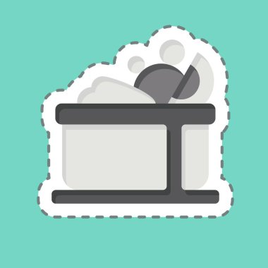 Çıkartma çizgisi Meyve Salatası 'nı kesti. Sağlıklı gıda sembolüyle ilgili. Basit tasarım çizimi