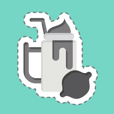 Çıkartma çizgisi Lemon 'u kesti. Sağlıklı gıda sembolüyle ilgili. Basit tasarım çizimi