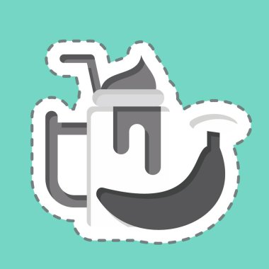 Çıkartma çizgisi Banana Smothie 'yi kesti. Sağlıklı gıda sembolüyle ilgili. Basit tasarım çizimi