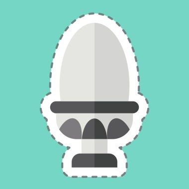 Çıkartma çizgisi haşlanmış yumurta kesti. Sağlıklı gıda sembolüyle ilgili. Basit tasarım çizimi