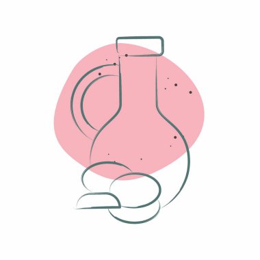 Simge zeytinyağı. Sağlıklı gıda sembolüyle ilgili. Renkli Leke Biçimi. Basit tasarım çizimi