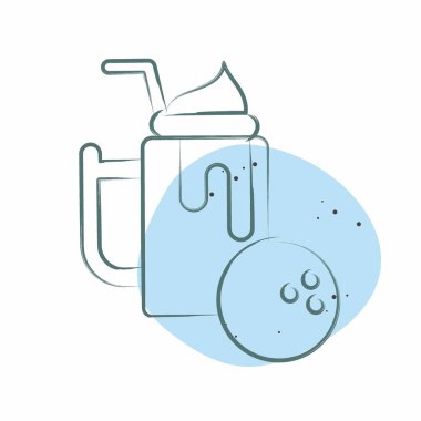 İkon Besleyici içecek. Sağlıklı gıda sembolüyle ilgili. Renkli Leke Biçimi. Basit tasarım çizimi