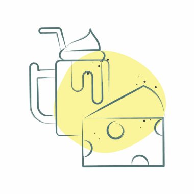 Simge Chesee. Sağlıklı gıda sembolüyle ilgili. Renkli Leke Biçimi. Basit tasarım çizimi