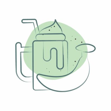 İkon Muzlu Smothie. Sağlıklı gıda sembolüyle ilgili. Renkli Leke Biçimi. Basit tasarım çizimi