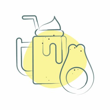 Simge Avokado. Sağlıklı gıda sembolüyle ilgili. Renkli Leke Biçimi. Basit tasarım çizimi