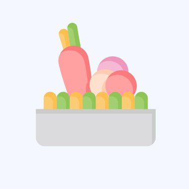 Simge salatası. Sağlıklı gıda sembolüyle ilgili. Düz stil. Basit tasarım çizimi