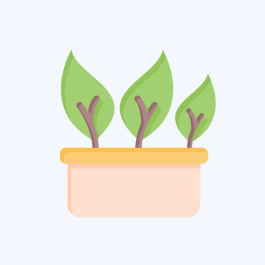 Icon Çin Kale Yaprağı. Sağlıklı gıda sembolüyle ilgili. Düz stil. Basit tasarım çizimi