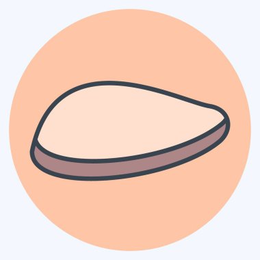 İkon Tavuk göğsü. Sağlıklı gıda sembolüyle ilgili. renk arkadaşı stili. Basit tasarım çizimi