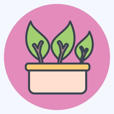 Icon Çin Kale Yaprağı. Sağlıklı gıda sembolüyle ilgili. renk arkadaşı stili. Basit tasarım çizimi