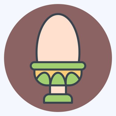 Icon Haşlanmış Yumurta. Sağlıklı gıda sembolüyle ilgili. renk arkadaşı stili. Basit tasarım çizimi