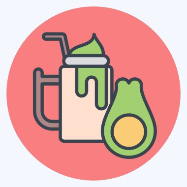 Simge Avokado. Sağlıklı gıda sembolüyle ilgili. renk arkadaşı stili. Basit tasarım çizimi