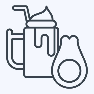 Simge Avokado. Sağlıklı gıda sembolüyle ilgili. Sıra tarzı. Basit tasarım çizimi