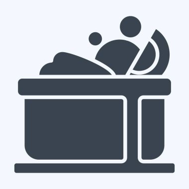 Icon Meyve Salatası. Sağlıklı gıda sembolüyle ilgili. Kabartma tarzı. Basit tasarım çizimi