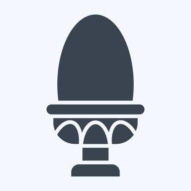 Icon Haşlanmış Yumurta. Sağlıklı gıda sembolüyle ilgili. Kabartma tarzı. Basit tasarım çizimi