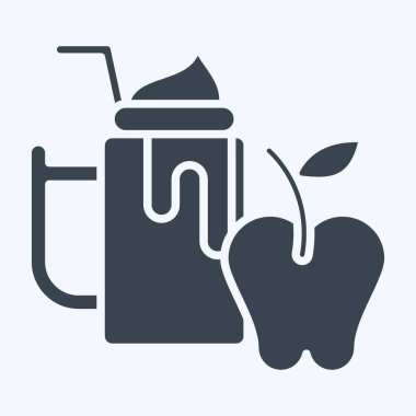 Simge Elması. Sağlıklı gıda sembolüyle ilgili. Kabartma tarzı. Basit tasarım çizimi