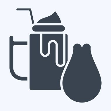 Simge Avokado. Sağlıklı gıda sembolüyle ilgili. Kabartma tarzı. Basit tasarım çizimi