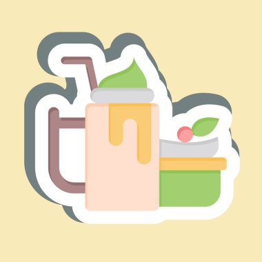 Sticker Yogurt. related to Healthy Food symbol. simple design illustration clipart