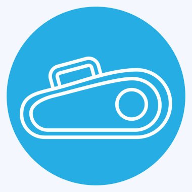 Simgesel Spor Çantası. Tenis Spor Sembolü ile ilgili. Mavi gözlü. Basit tasarım çizimi