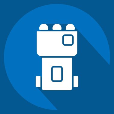 İkon Tenis Makinesi. Tenis Spor Sembolü ile ilgili. Uzun gölge tarzı. Basit tasarım çizimi